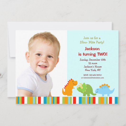 Dinosaurier-Geburtstags-Party Einladungen (Vorderseite)