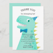 Dinosaurier-Geburtstags-Party-Jungen Dankeskarte (Vorne/Hinten)