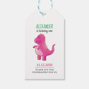 Dinosaurier-Geburtstags-Party   rosa Trex Dino Geschenkanhänger