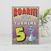 Dinosaurier Geburtstagseinladung 5 Jahre alt Einladung (Stehend Vorderseite)