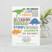 Dinosaurier Geburtstagseinladung Junge grün-blau-o Einladung (Stehend Vorderseite)