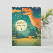 Dinosaurier Geburtstagseinladung, Juraswelt Einladung (Stehend Vorderseite)