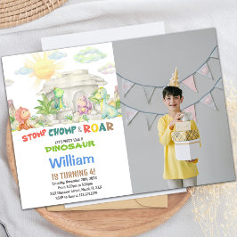 Dinosaurier Geburtstagseinladung mit Foto Einladung