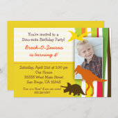 Dinosaurier Geburtstagseinladung mit Foto Einladung (Vorne/Hinten)