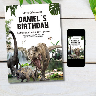 Dinosaurier Geburtstagseinladung T REX Geburtstags Einladung