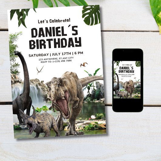 Dinosaurier Geburtstagseinladung T REX Geburtstags Einladung