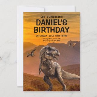 Dinosaurier Geburtstagseinladung, T REX Kindergebu Einladung