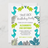 Dinosaurier Geburtstagseinladungen zwei rex Party  Einladung (Vorderseite)