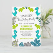Dinosaurier Geburtstagseinladungen zwei rex Party  Einladung (Stehend Vorderseite)