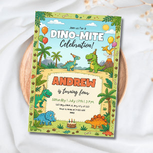 Dinosaurier-Geburtstagsfeier Dino-Kinder Dschunge Einladung