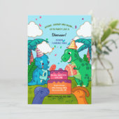 Dinosaurier Geburtstagsfeier Einladung (Stehend Vorderseite)