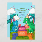 Dinosaurier Geburtstagsfeier Einladung (Vorne/Hinten)
