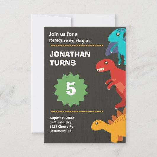 Dinosaurier Geburtstagsfeier Einladung (Vorderseite)