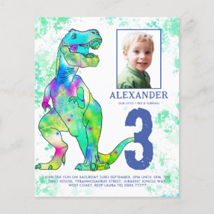 Dinosaurier Geburtstagsfeier Foto Budget Flyer