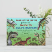 Dinosaurier Geburtstagskarte Einladung (Stehend Vorderseite)