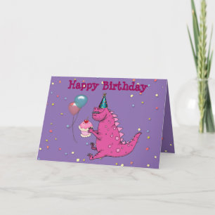 Dinosaurier Geburtstagskarte mit Cupcake und Party Karte