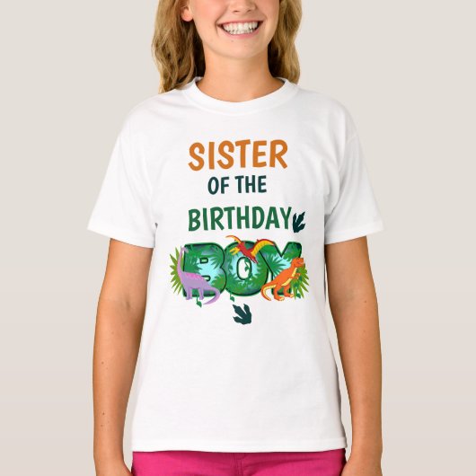 Dinosaurier Geburtstagskinder Tshirts Schwester (Vorderseite)