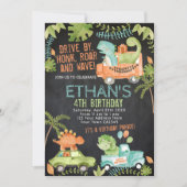 Dinosaurier Geburtstagsparade Einladung (Vorderseite)