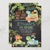 Dinosaurier Geburtstagsparade Einladung (Vorne/Hinten)