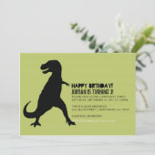 Dinosaurier Geburtstagspartei| T-Rex Einladung (Stehend Vorderseite)
