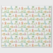 Dinosaurier Geburtstagsparty Baby Dusche Wasserfar Geschenkpapier (Flach)