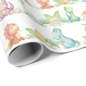 Dinosaurier Geburtstagsparty Baby Dusche Wasserfar Geschenkpapier (Rolleneckpunkt)