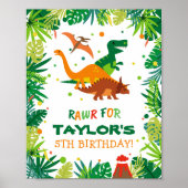 Dinosaurier Geburtstagsparty Begrüßungszeichen Poster (Vorne)