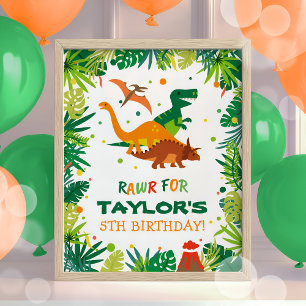 Dinosaurier Geburtstagsparty Begrüßungszeichen Poster