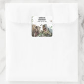 Dinosaurier Geburtstagsparty, Dino Party Quadratischer Aufkleber (Tasche)