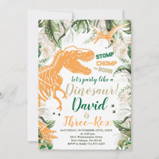 Dinosaurier-Geburtstagsparty, Dino T-Rex Einladung