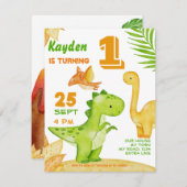 Dinosaurier Geburtstagsparty einladen (Vorne/Hinten)