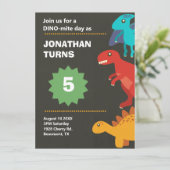 Dinosaurier Geburtstagsparty Einladung (Stehend Vorderseite)