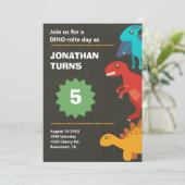 Dinosaurier Geburtstagsparty Einladung (Stehend Vorderseite)
