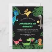 Dinosaurier Geburtstagsparty Erstes Geburtstags Ba Einladung (Vorderseite)