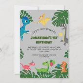 Dinosaurier Geburtstagsparty Erstes Geburtstags Ba Einladung (Vorderseite)
