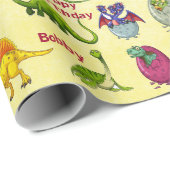Dinosaurier Geburtstagsparty, Jungs Namen hinzufüg Geschenkpapier (Rolleneckpunkt)
