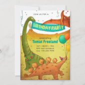 Dinosaurier Geburtstagsparty Kinderjunge Einladung (Vorderseite)