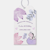 Dinosaurier Geburtstagsparty Pink Lila Danke Geschenkanhänger (Vorderseite)