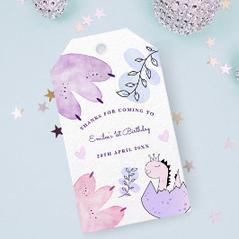 Dinosaurier Geburtstagsparty Pink Lila Danke Geschenkanhänger