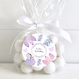 Dinosaurier Geburtstagsparty Pink Lila Danke Runder Aufkleber