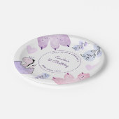 Dinosaurier Geburtstagsparty Pink Lila Pappteller (Schrägansicht)
