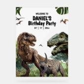Dinosaurier Geburtstagsparty, T rex Geburtstag Acrylschild (Vorderseite)
