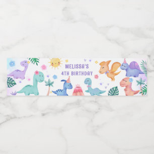 Dinosaurier Geburtstagsparty Wasserflasche Wasserflaschenetikett
