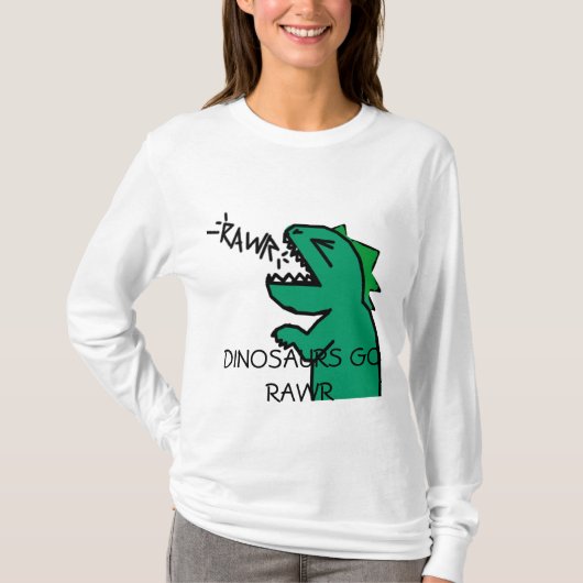 DINOSAURIER GEHEN RAWR Mädchen Hoodiehülse T-Shirt (Vorderseite)