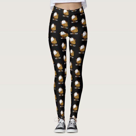Dinosaurier-Geist Trick Rawr Leckerei-Halloweens T Leggings (Vorderseite)