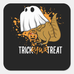 Dinosaurier-Geist Trick Rawr Leckerei-Halloweens T Quadratischer Aufkleber