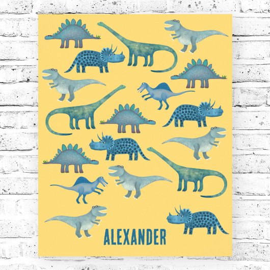 Dinosaurier Gelb Personalisiert Poster