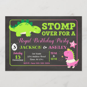Dinosaurier-gemeinsame Geburtstags-Einladung/Junge Einladung