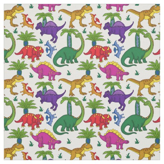 Dinosaurier Gemustert farbenfrohe Dinos Fabric Stoff (Muster)