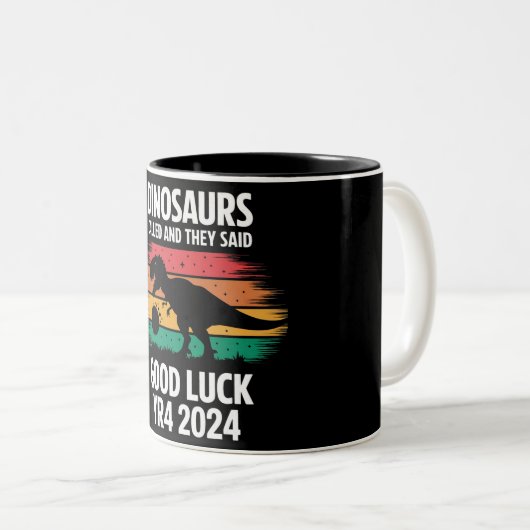 Dinosaurier genannt Funny Asteroid 2024 YR4 Zweifarbige Tasse (VorderseiteRechts)